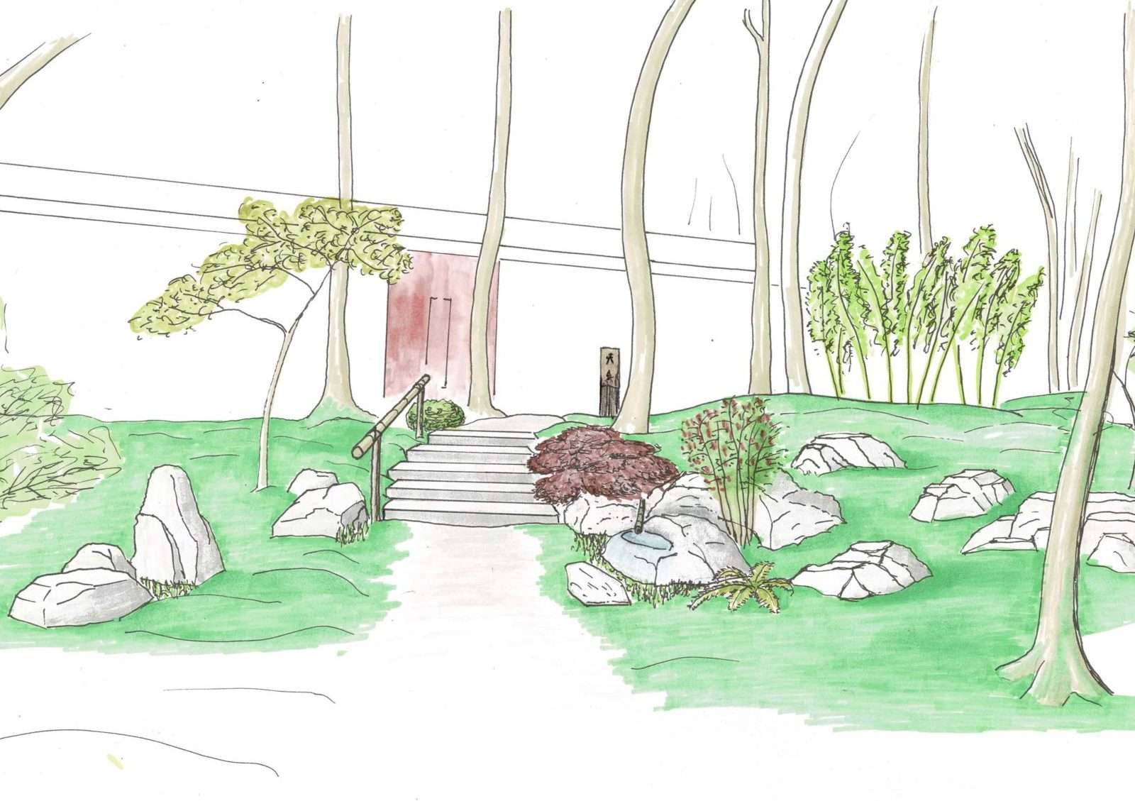 Réalisation jardin japonais sur mesure entrée dojo