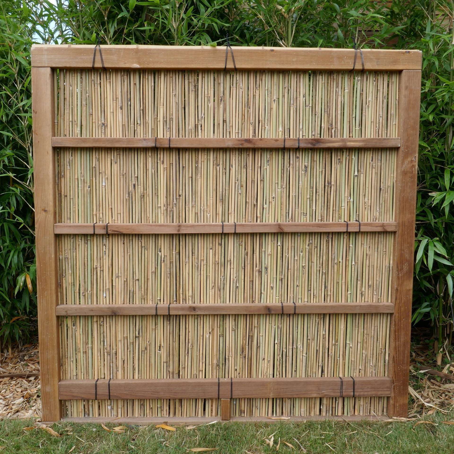 Brise vue bambou SHIMIZU Panneau bambou SHIMIZU avec nœuds japonais noirs