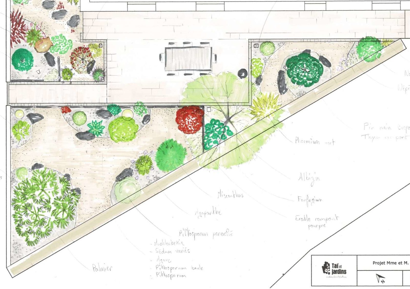 Plan conception jardin sur mesure Taï et Jardins